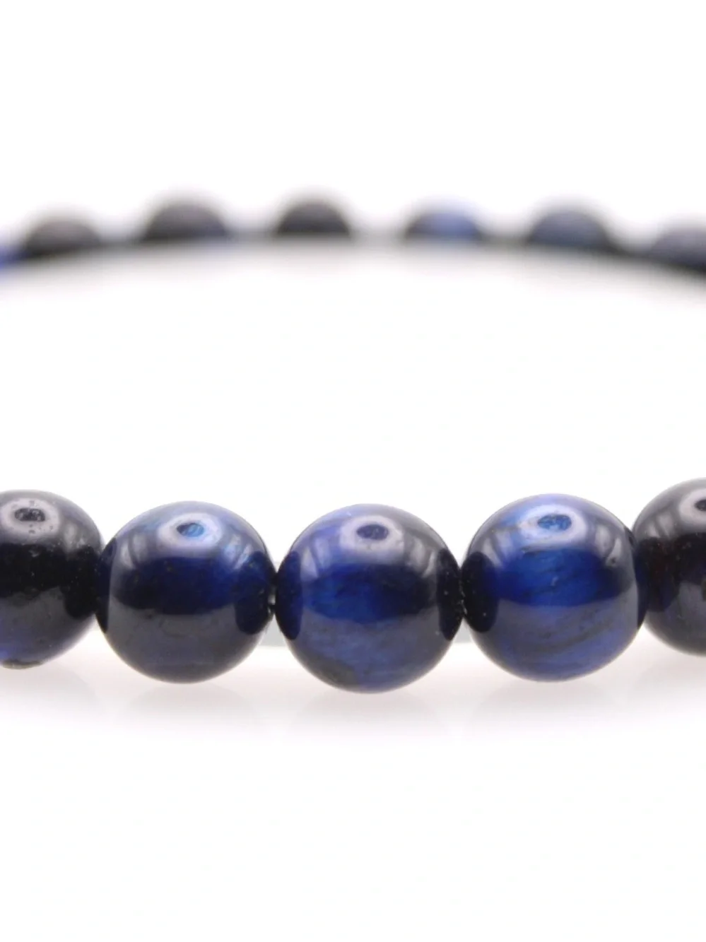 Men's Blue Tiger Eye Stretch Bracelet - Classic Navy Style